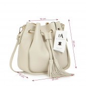 Geanta dama de umar din piele naturala, stil bucket, DiAmanti Ottavia Beige